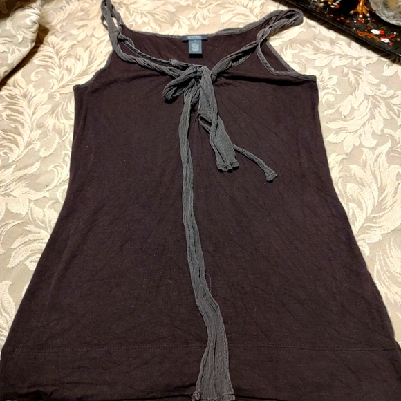 Kenneth Cole Reaction Tops - 🤎 Whimsical KCR Chocolate Brown & Mocha Organza Ribbon Camisole Tank Top - XS